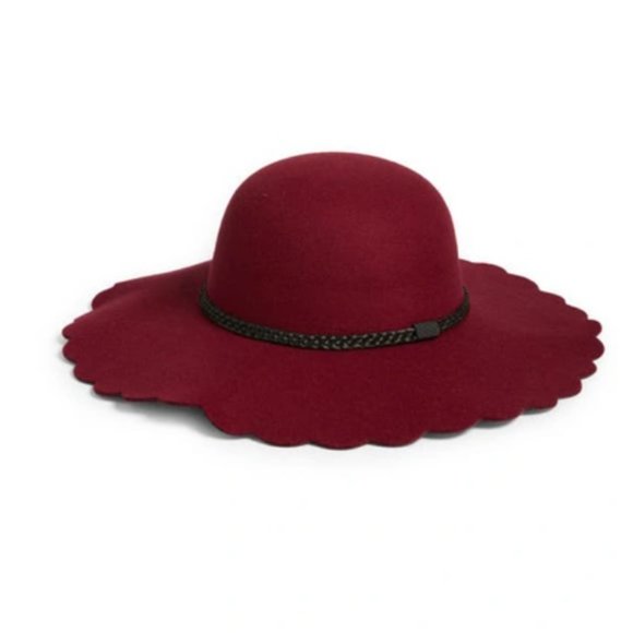 NWOT BP Scallop Brim‎ Felt Hat in Wine (O/S) - Picture 1 of 6